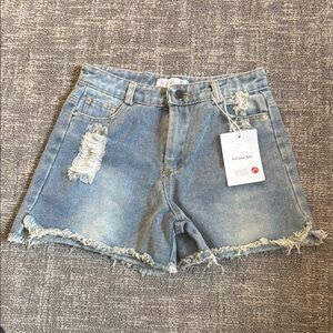 Denim Shorts: distressed light wash